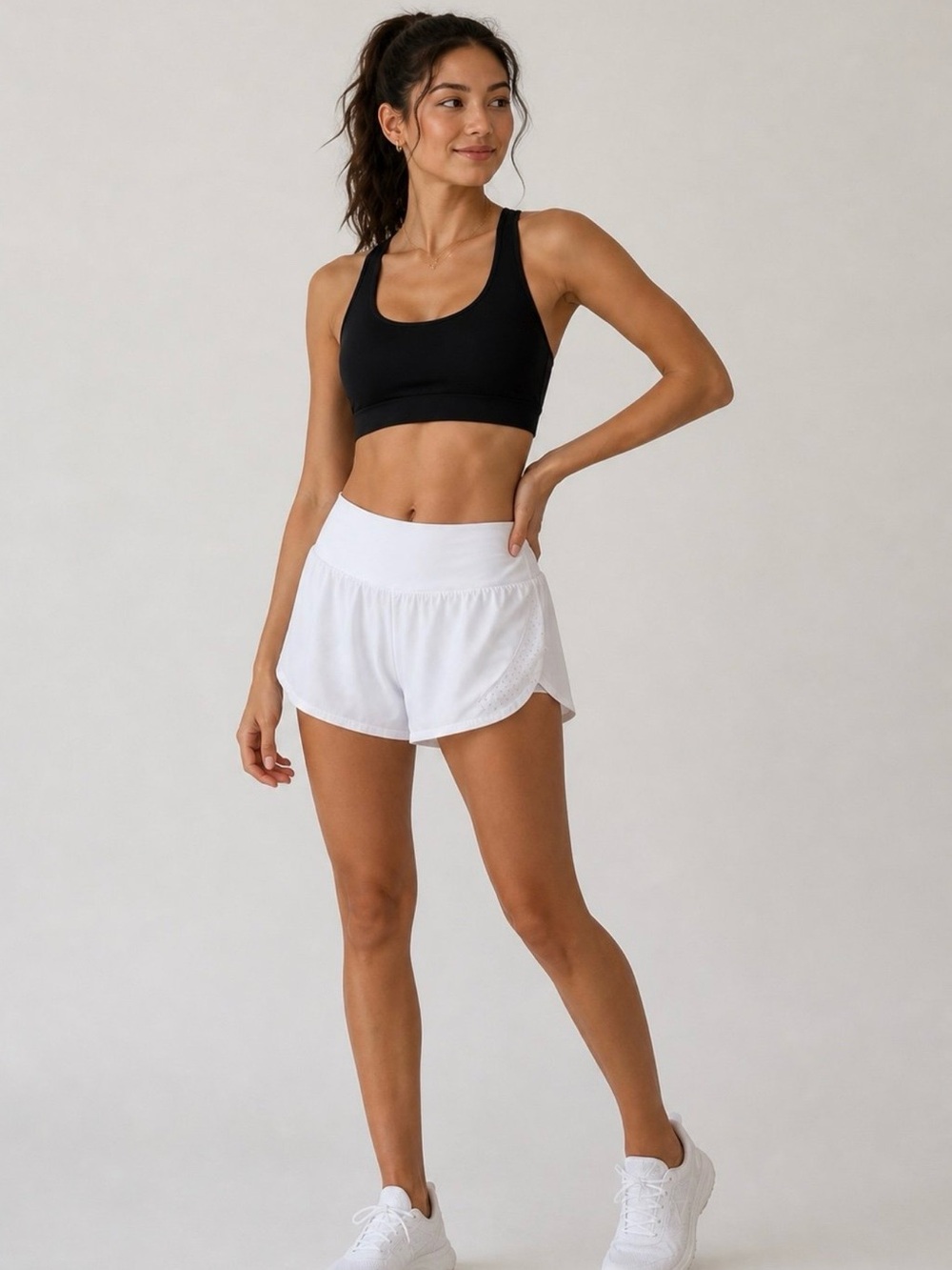 NWT CALIA Women's White Kick It Up Mid Rise Shorts, Size Large